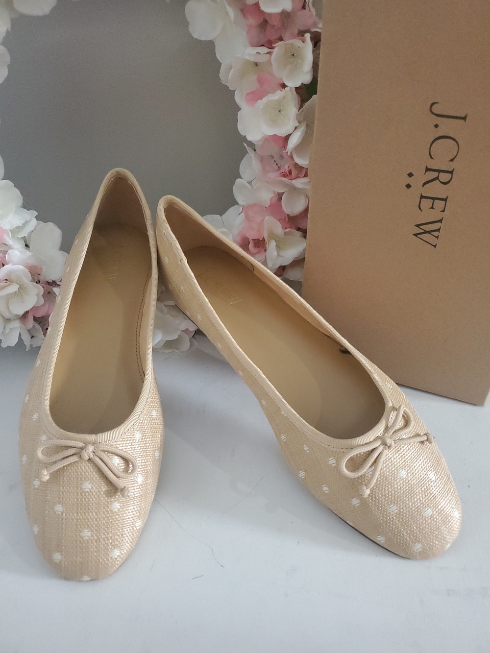 J. Crew Women's Cream Polka Dot Ballet Flats